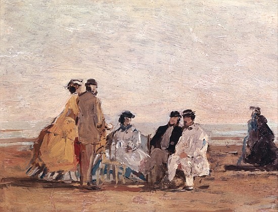 On the Beach at Trouville, c.1865 van Eugène Boudin