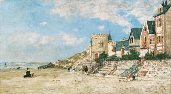 Tour Malakoff und Ufer in Trouville van Eugène Boudin