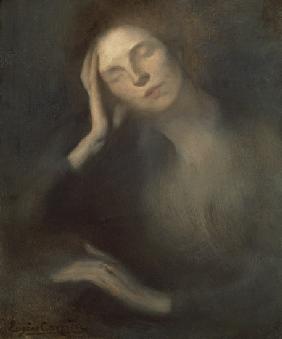 Woman Leaning on a Table