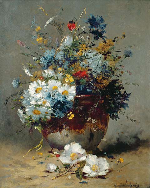 Daisies and Cornflowers van Eugene Henri Cauchois