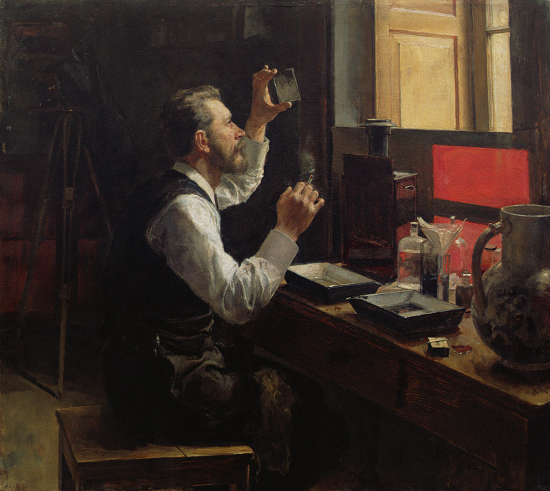 Amateur Photographer, 1894 (oil on canvas) van Evgeniy Iosipovich Bukovetsky