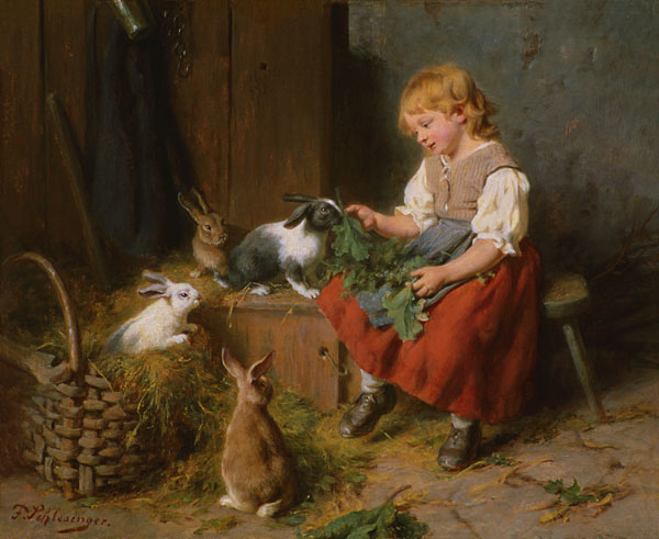 Kaninchen füttern van Felix Schlesinger