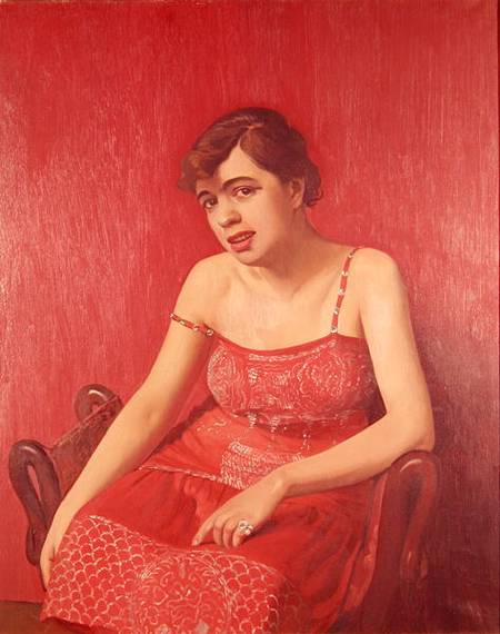 Romanian Woman in a Red Dress van Felix Vallotton