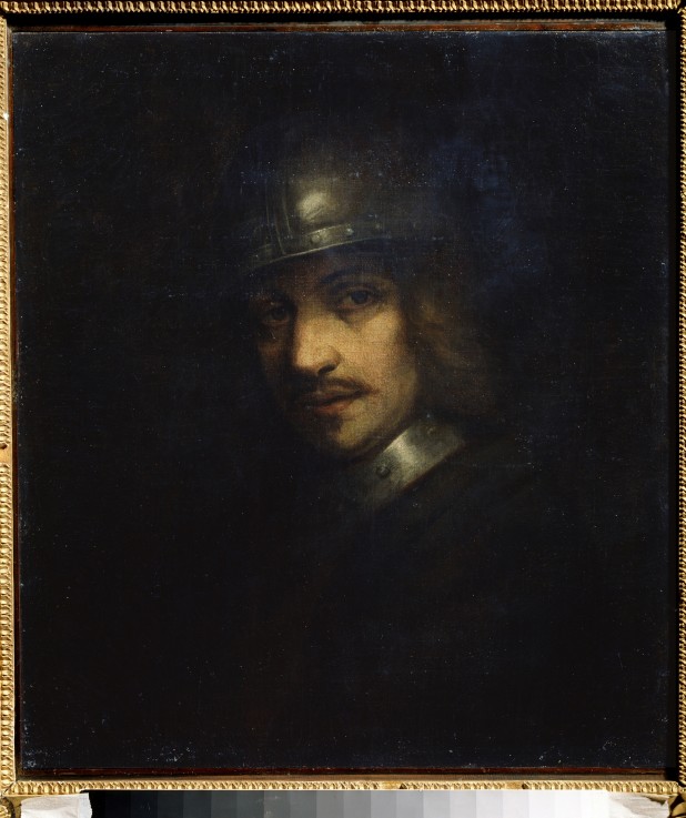 Portrait of a man with helmet van Ferdinand Bol