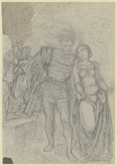 Faust und Gretchen, im Hintergrund Marthe und Mephisto van Ferdinand Fellner