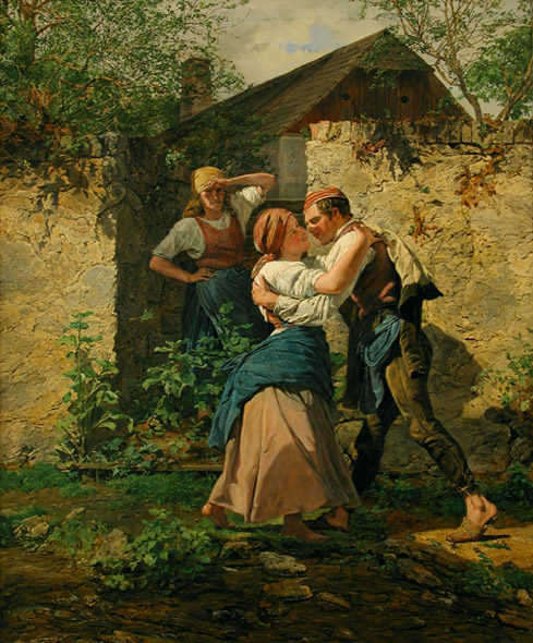 Peasant Lovers van Ferdinand Georg Waldmüller