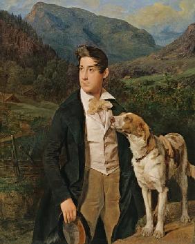 Waldmüllers Sohn Ferdinand mit Hund