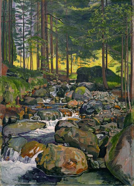 Forest with Mountain Brook van Ferdinand Hodler