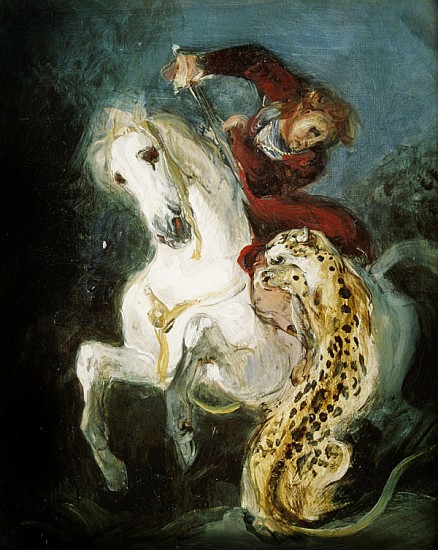 Jaguar Attacking a Horseman, c.1855 van Ferdinand Victor Eugène Delacroix
