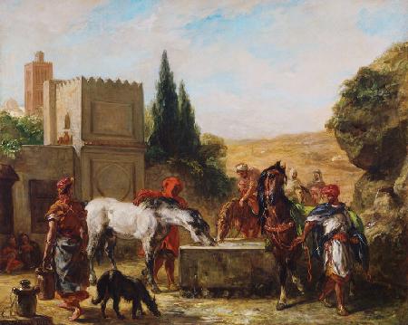 Horses at a Fountain