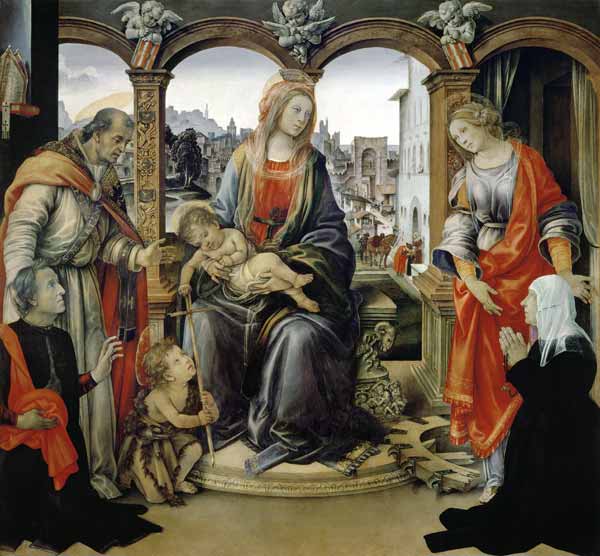 Nerli Altarpiece: Madonna and Child with the young St. John the Baptist, St. Martin, St. Catherine a van Filippino Lippi