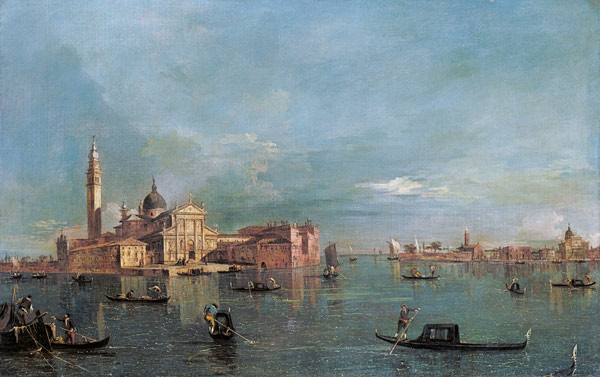 Bacino di San Marco met zicht op San Giorgio Maggiore, Venetië  van Francesco Guardi