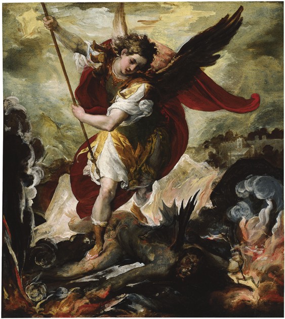 Saint Michael Vanquishing Satan van Francesco Maffei