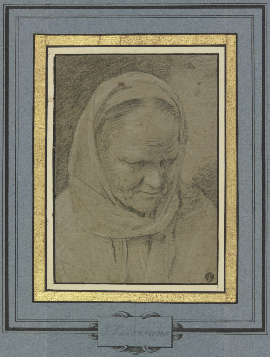 Kopf eines alten Mönches(?), den Blick gesenkt van Francesco Padovanino