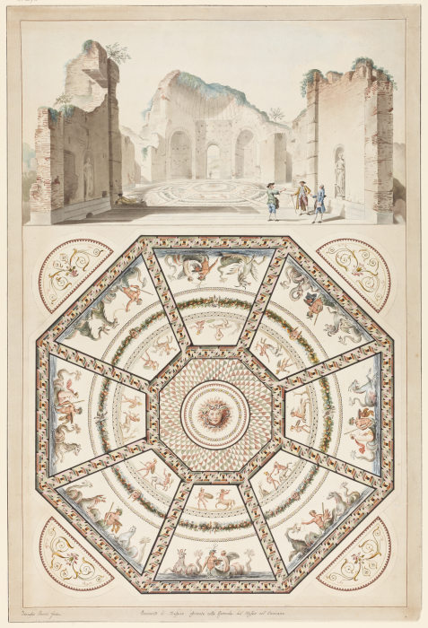 Der Mosaikfußboden aus den Thermen des Caracalla van Francesco Pannini