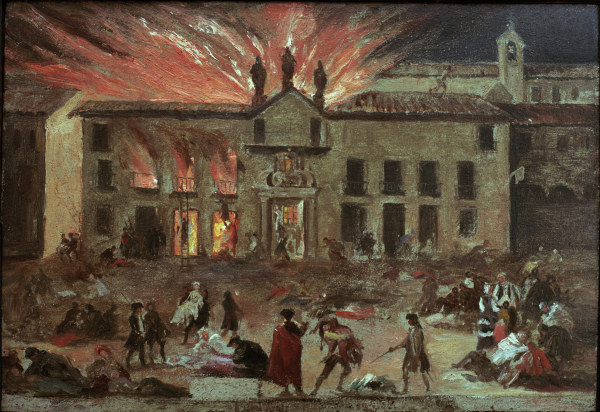 Fire at the Theatre in Saragossa van Francisco José de Goya
