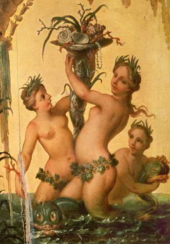 Detail of sirens holding a cornucopia from the State Carriage of Peter the Great van François Boucher