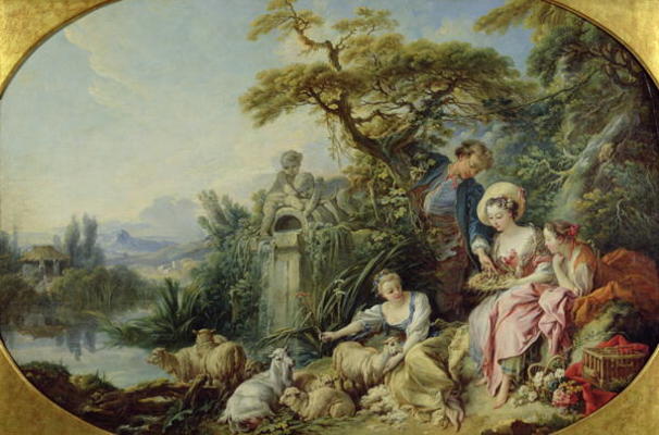 The Shepherd's Gift or, The Nest (oil on canvas) van François Boucher