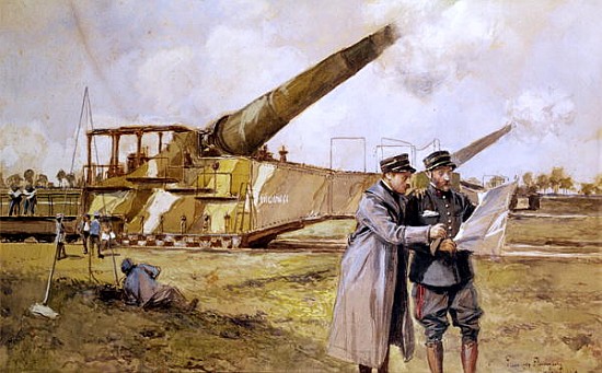 Heavy Artillery on the Railway, October 1916 van François Flameng