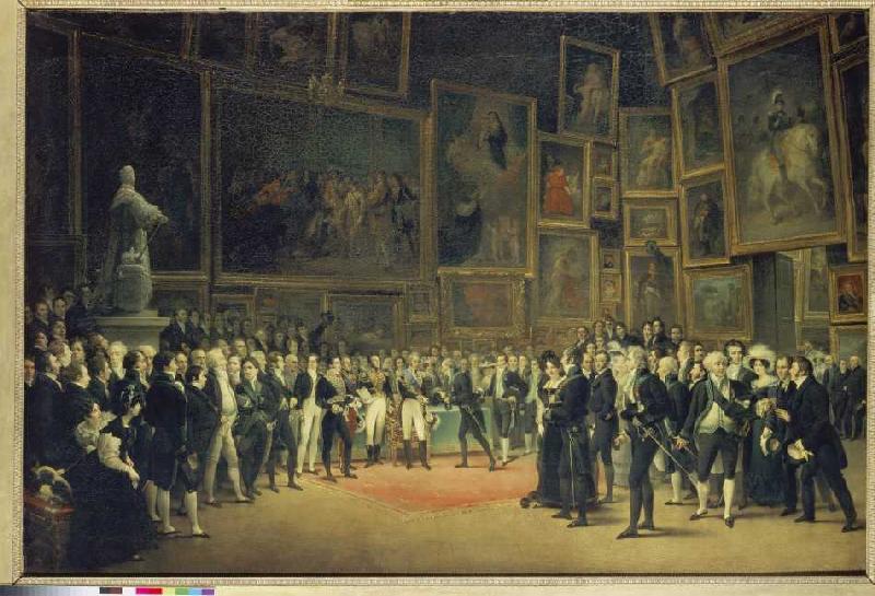 Karl X. bei der Preisverleihung an die Künstler des Salon von 1824 am 15.1.1825 van François-Joseph Heim
