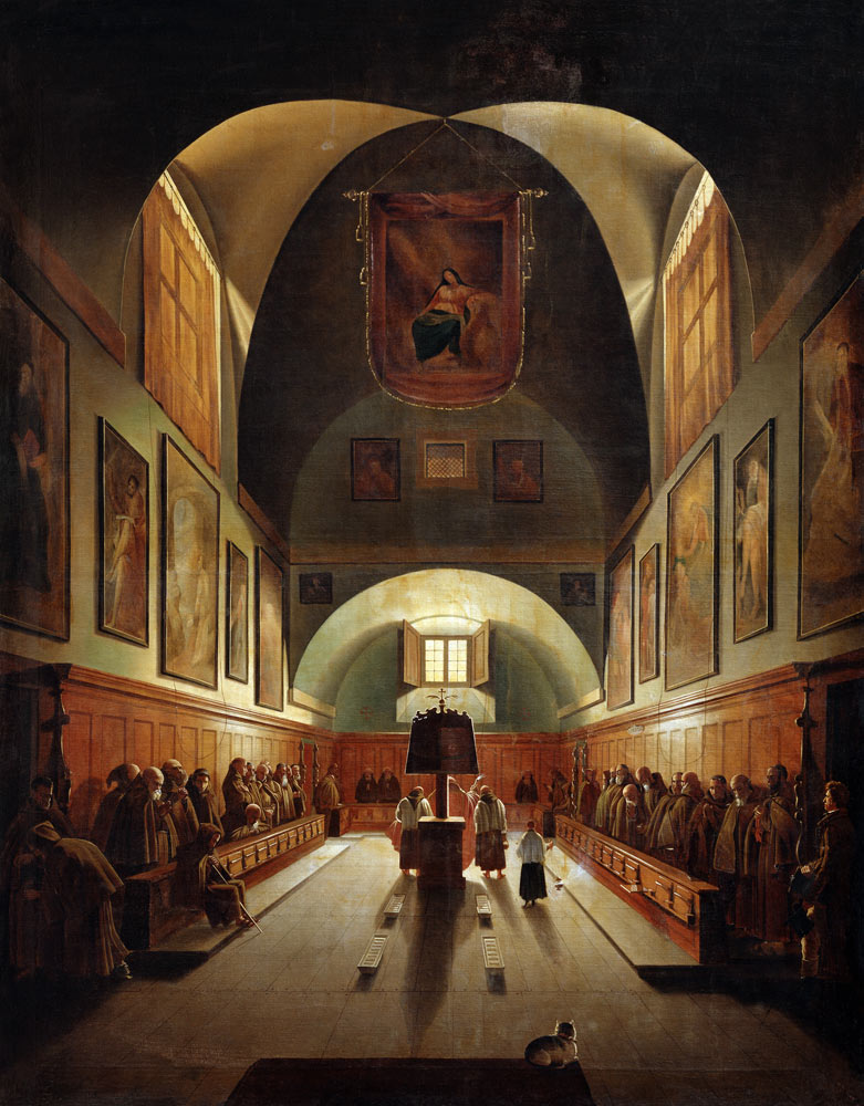 Interior of the Church of Capuchines in Rome van François Marius Granet