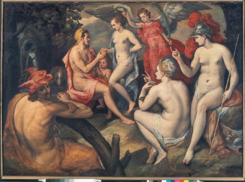 Das Urteil des Paris. van Frans Floris de Vriendt