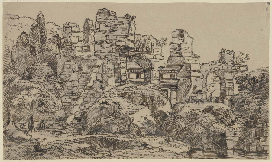Römische Ruinen mit Staffagefiguren van Franz Innocenz Josef Kobell