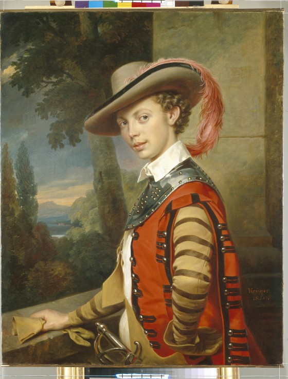 Portrait of Prince Nikolai Saltykov in Fancy Dress van Franz Krüger