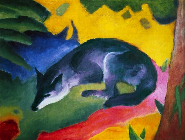 Blauwzwarte vos  van Franz Marc