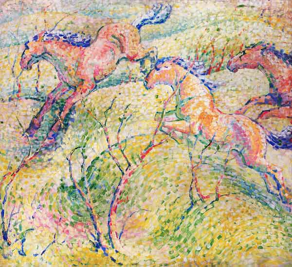 Springende Pferde van Franz Marc