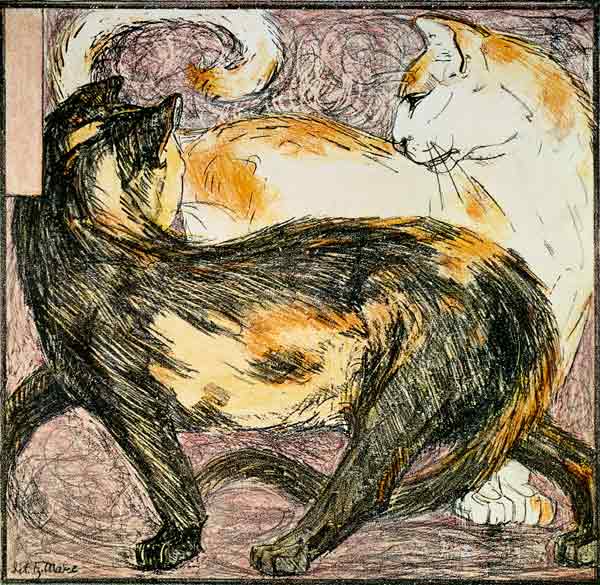 Two Cats (sketch) van Franz Marc