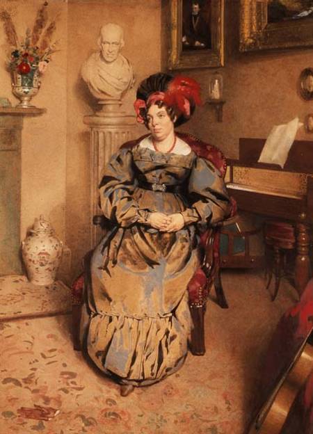 Portrait of a seated lady (watercolour) van Frederic Cruikshank