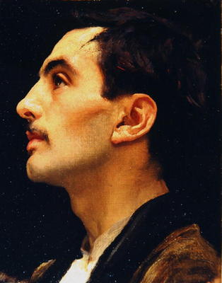 Head of an Italian Model, c.1855 (oil on canvas) van Frederic Leighton