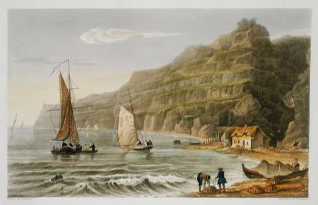 Shanklin Bay, from 'The Isle of Wight Illustrated, in a Series of Coloured Views', engraved by P. Ro van Frederick Calvert