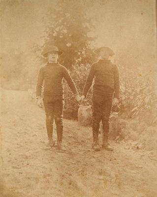 Portrait of Michel Monet and Jean-Pierre Hoscede (b/w photo) van French  Photographer