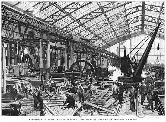 Building site of the Galerie des Machines at the Universal Exhibition of 1889, Paris, April 1889 van French School
