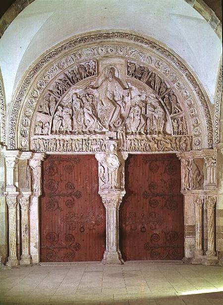 Central Portal in the Narthex of the Church of Sainte-Madelaine, with relief of the Pentecost in the van French School