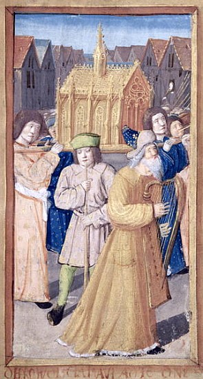 Fol.56r David and the Ark of the Covenant, from ''Heures a l''Usage de Rome'' van French School
