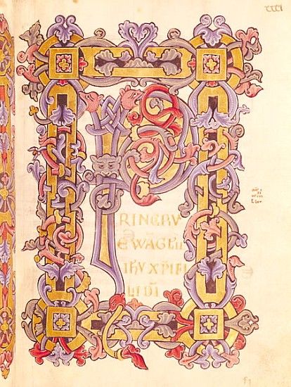 Ms 479 fol.32 Initial ''P'' from ''Les Evangiles de l''Abbaye de Cysoing'' van French School