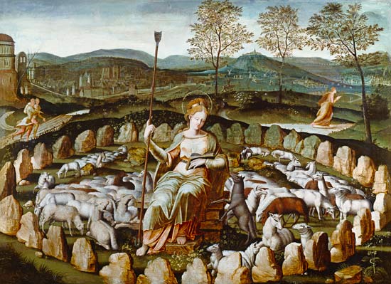 St. Genevieve Guarding her Flock van French School