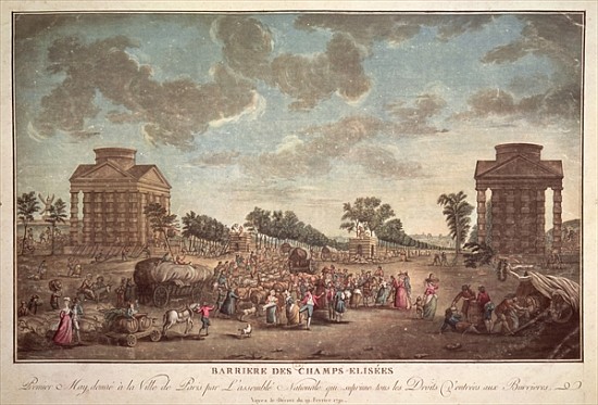 The Barrier at the Champs Elysees. The Suppression of Right of Entry to Paris in 1790 van French School