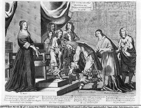 The chiefs of the Fronde admitted to greet the King Louis XIV (1638-1715) after his coming back, on  van French School