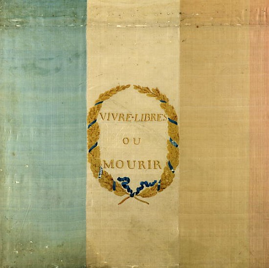 Tricolore with the motto ''Live Free or Die'', 1792 (painted fabric) van French School