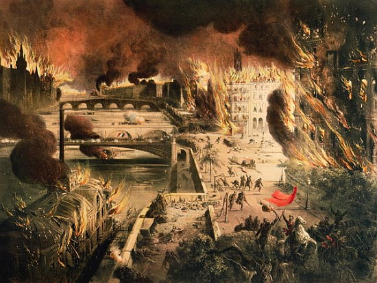 View of the Fires in Paris during the Commune on the 24th and 25th of May van French School
