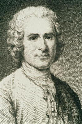 Portrait of Jean Jacques Rousseau (1712-78) French philosopher (engraving) van French School, (19th century)