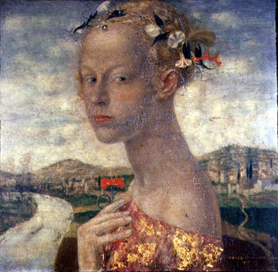 A Maiden with a Red Carnation, 1917 (oil)  van Friedrich Stahl