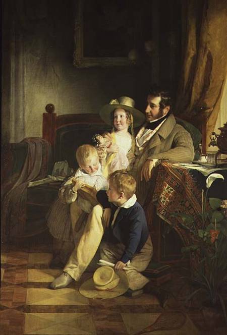 Rudolf von Athaber (1795-1867), industrialist and patron of the arts, with his children van Friedrich von Amerling