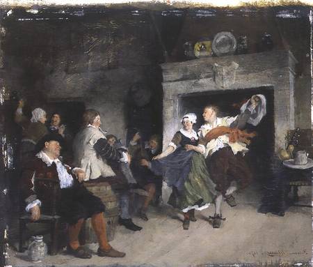 Couple Dancing in a Tavern van Friedrich von Puteani