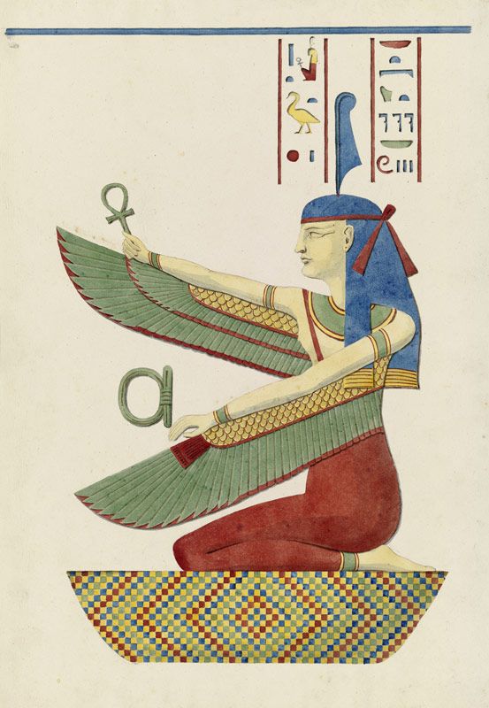Die ägyptische Göttin Maat sowie Hieroglyphen van Friedrich Maximilian Hessemer