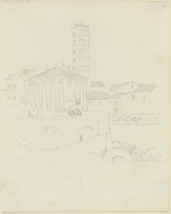 Der Tempio di Ercole Vincitore und S. Maria in Cosmedin in Rom van Friedrich Maximilian Hessemer
